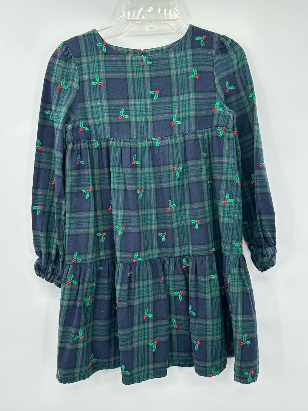 Mini Boden Green Tartan Plaid Berry Dress size 8 years